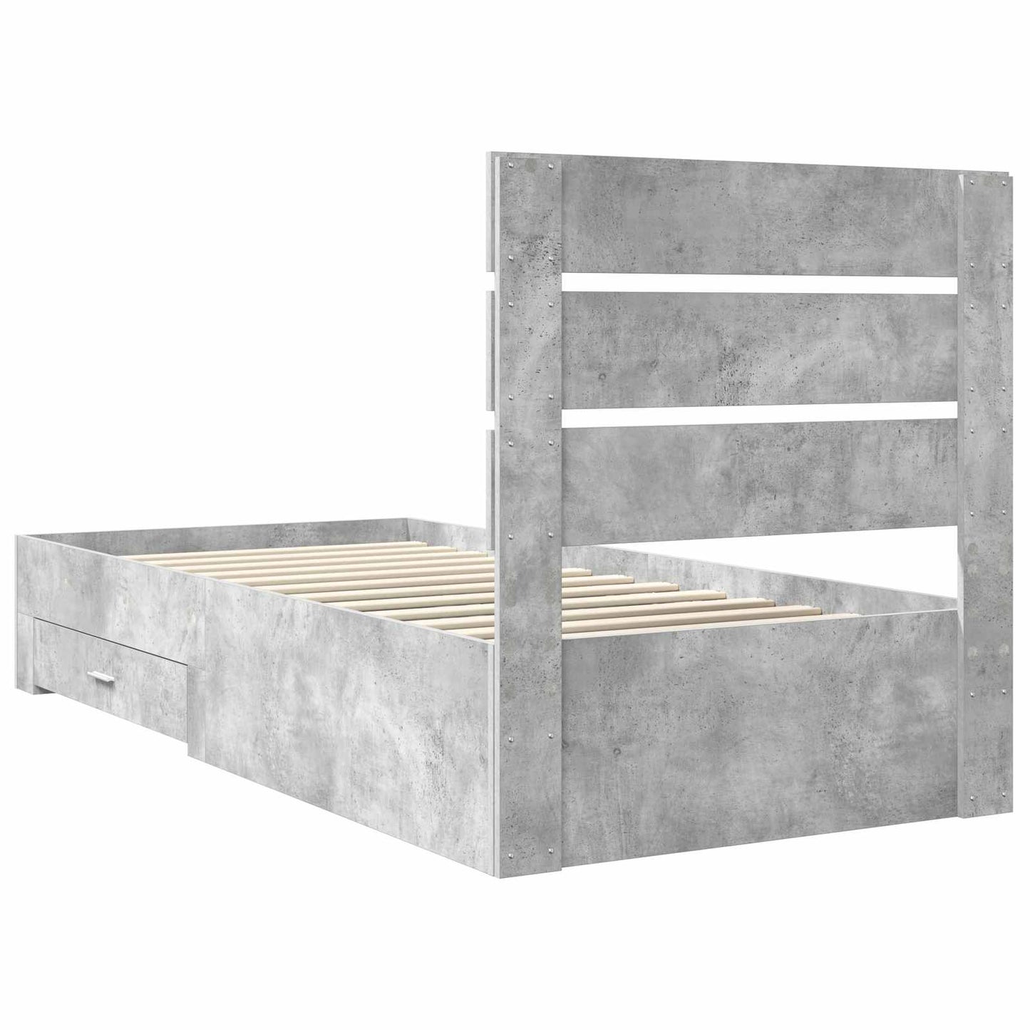 vidaXL Bed Frame with Drawer Concrete Grey 90 x 200 cm Engineered Wood