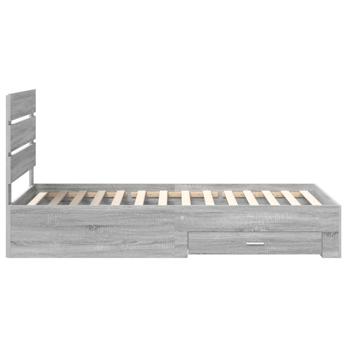 vidaXL Bed Frame with Drawer Grey Sonoma 90 x 200 cm Engineered Wood