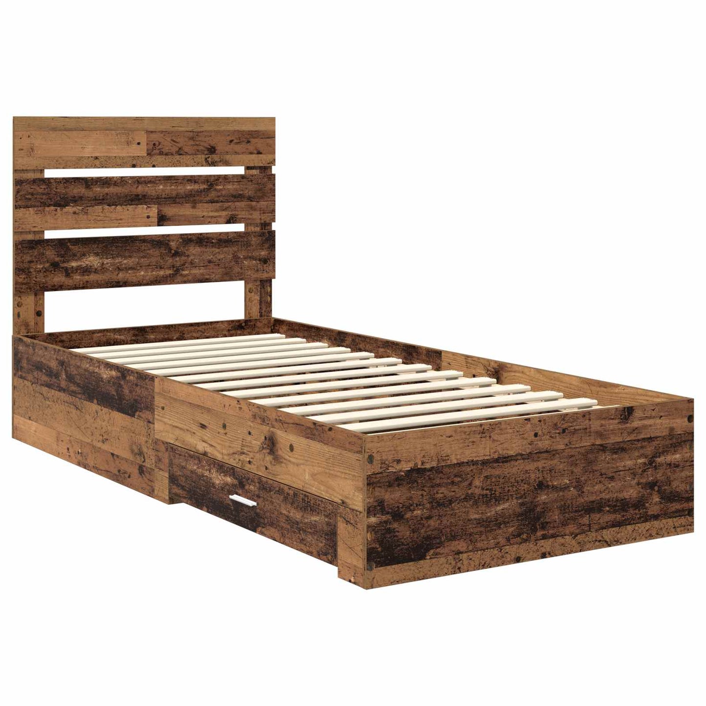 vidaXL Bed Frame with Drawer Old Wood 90 x 200 cm Engineered Wood