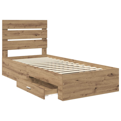 vidaXL Bed Frame with Drawer Artisan Oak 90 x 200 cm Engineered Wood