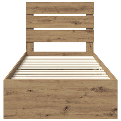 vidaXL Bed Frame with Drawer Artisan Oak 90 x 200 cm Engineered Wood