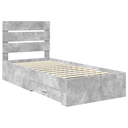 vidaXL Bed Frame with Drawer Concrete Grey 90 x 190 cm Engineered Wood