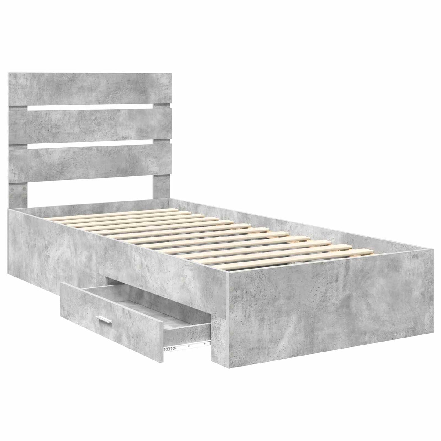 vidaXL Bed Frame with Drawer Concrete Grey 90 x 190 cm Engineered Wood