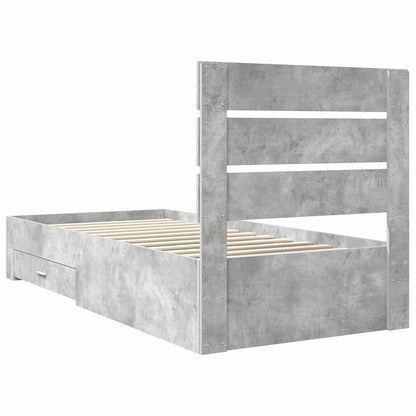 vidaXL Bed Frame with Drawer Concrete Grey 90 x 190 cm Engineered Wood