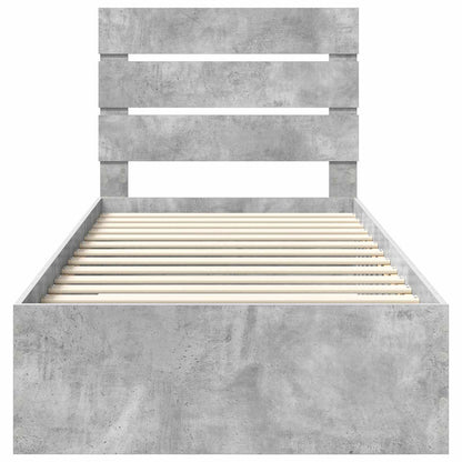vidaXL Bed Frame with Drawer Concrete Grey 90 x 190 cm Engineered Wood