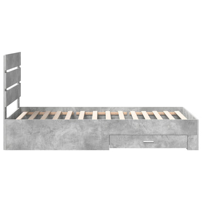 vidaXL Bed Frame with Drawer Concrete Grey 90 x 190 cm Engineered Wood