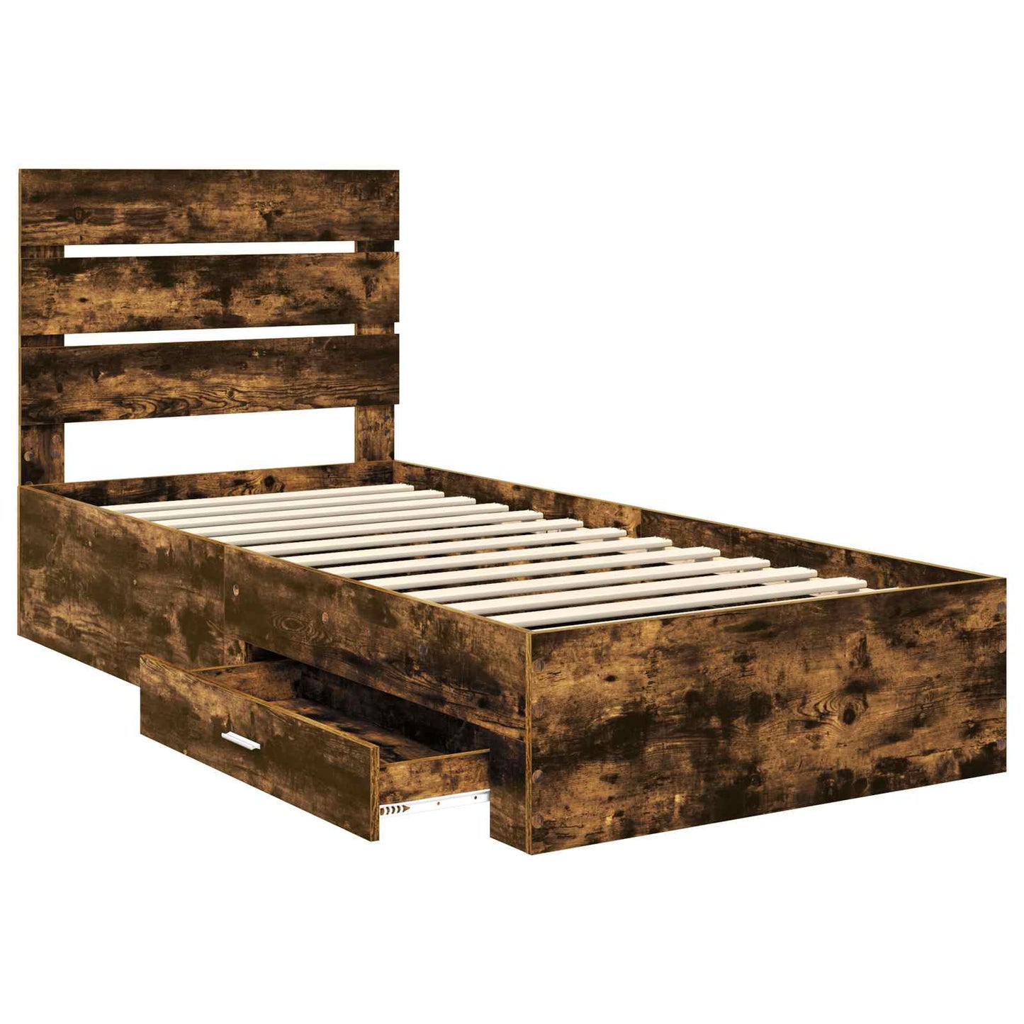 vidaXL Bed Frame with Drawer Smoked Oak 90 x 190 cm Engineered Wood