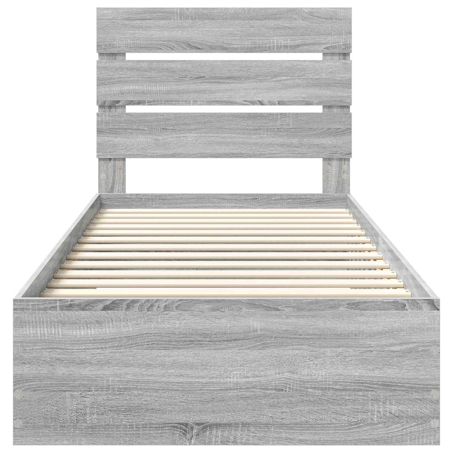 vidaXL Bed Frame with Drawer Grey Sonoma 90 x 190 cm Engineered Wood