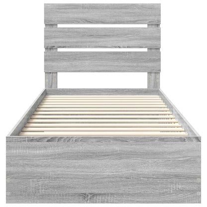 vidaXL Bed Frame with Drawer Grey Sonoma 90 x 190 cm Engineered Wood