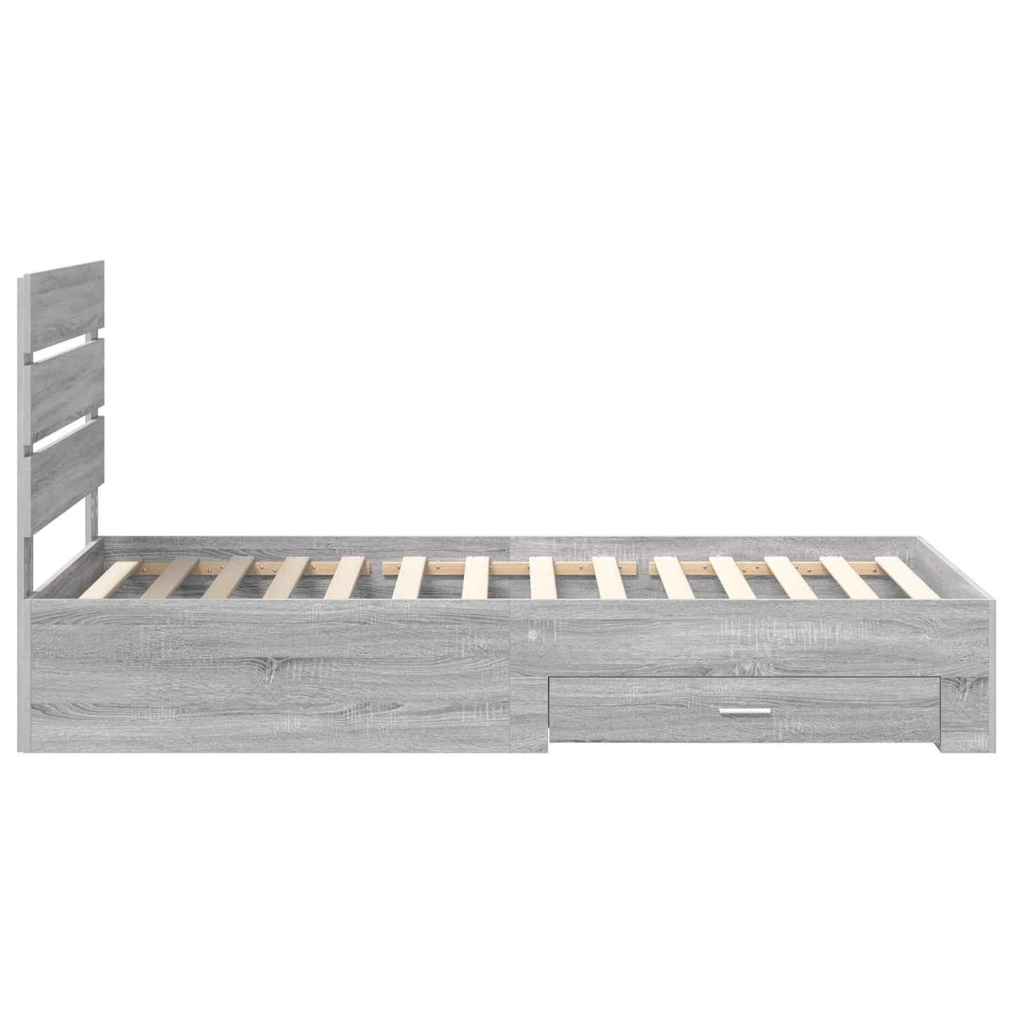 vidaXL Bed Frame with Drawer Grey Sonoma 90 x 190 cm Engineered Wood