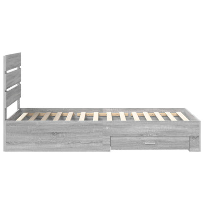 vidaXL Bed Frame with Drawer Grey Sonoma 90 x 190 cm Engineered Wood