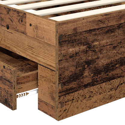 vidaXL Bed Frame with Drawer Old Wood 90 x 190 cm Engineered Wood