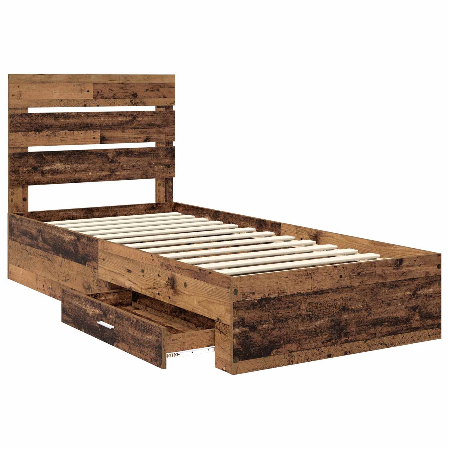 vidaXL Bed Frame with Drawer Old Wood 90 x 190 cm Engineered Wood