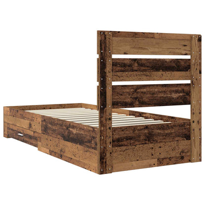 vidaXL Bed Frame with Drawer Old Wood 90 x 190 cm Engineered Wood