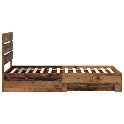 vidaXL Bed Frame with Drawer Old Wood 90 x 190 cm Engineered Wood