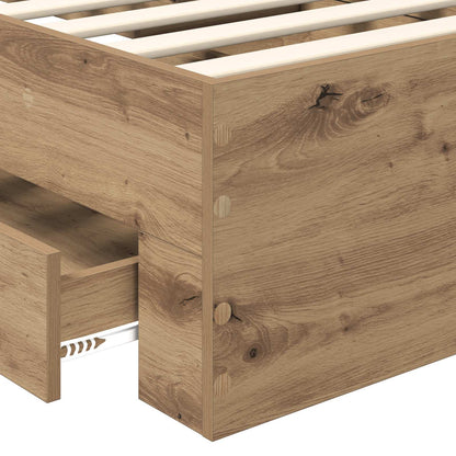 vidaXL Bed Frame with Drawer Artisan Oak 90 x 190 cm Engineered Wood