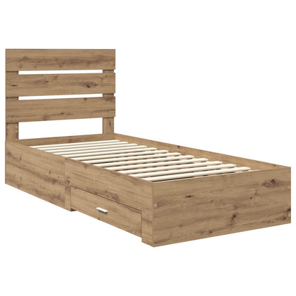 vidaXL Bed Frame with Drawer Artisan Oak 90 x 190 cm Engineered Wood