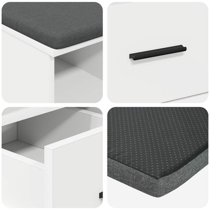 vidaXL Hall Bench White 60 x 38 x 46 cm Engineered Wood and Fabric