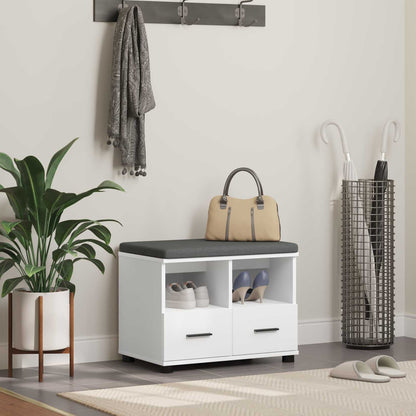 vidaXL Hall Bench White 60 x 38 x 46 cm Engineered Wood and Fabric