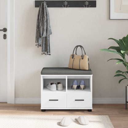 vidaXL Hall Bench White 60 x 38 x 46 cm Engineered Wood and Fabric