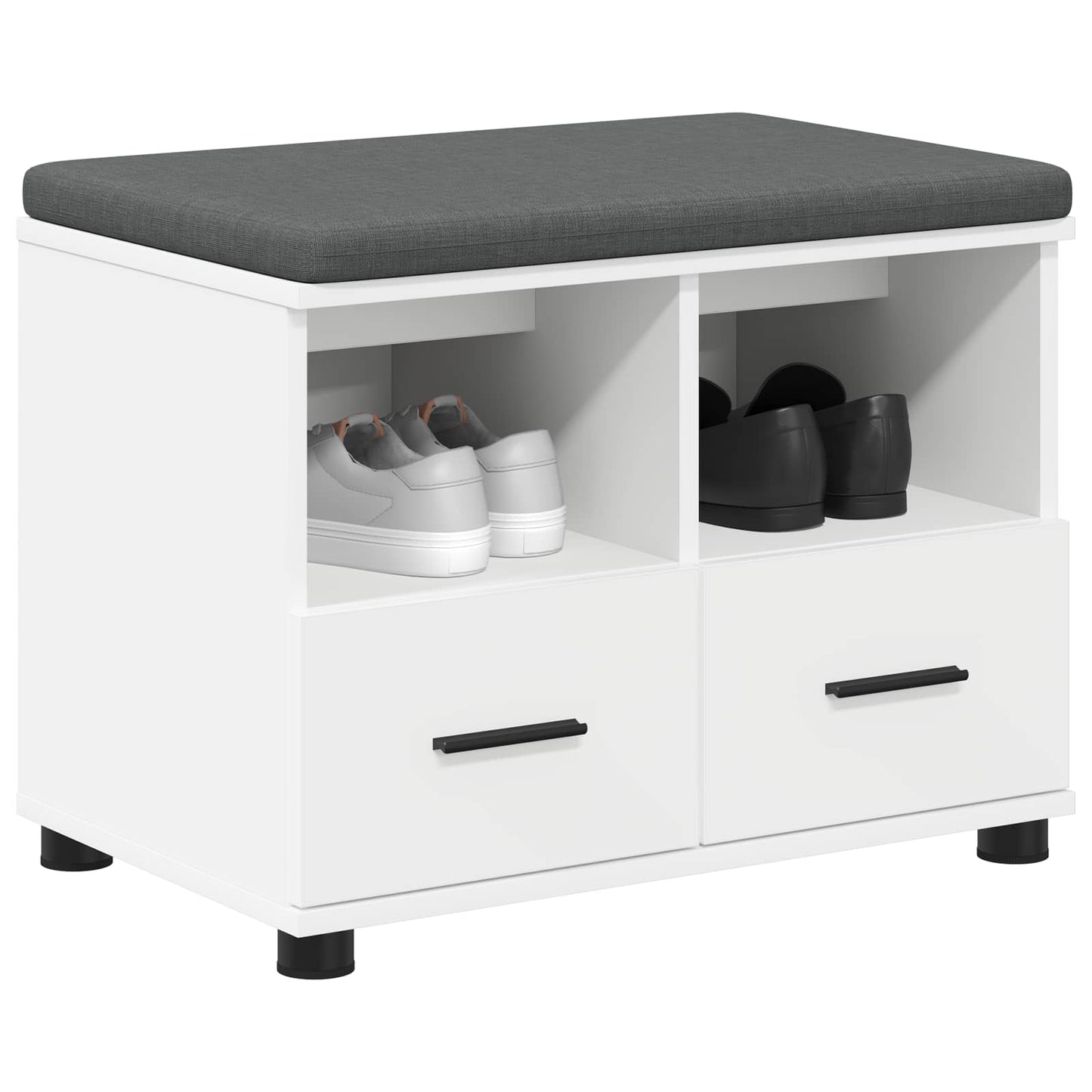 vidaXL Hall Bench White 60 x 38 x 46 cm Engineered Wood and Fabric
