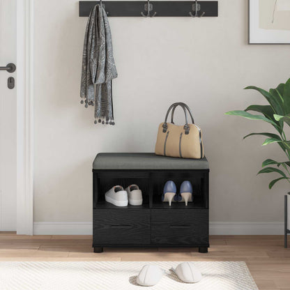 vidaXL Hall Bench Black Oak 60 x 38 x 46 cm Engineered Wood and Fabric