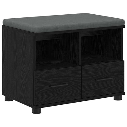 vidaXL Hall Bench Black Oak 60 x 38 x 46 cm Engineered Wood and Fabric