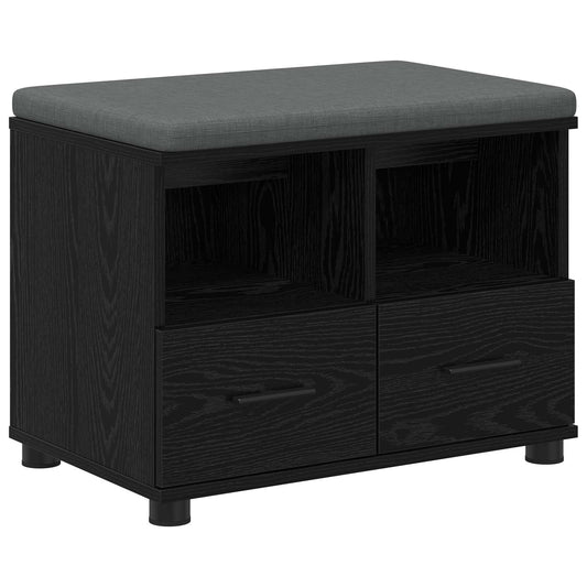 vidaXL Hall Bench Black Oak 60 x 38 x 46 cm Engineered Wood and Fabric