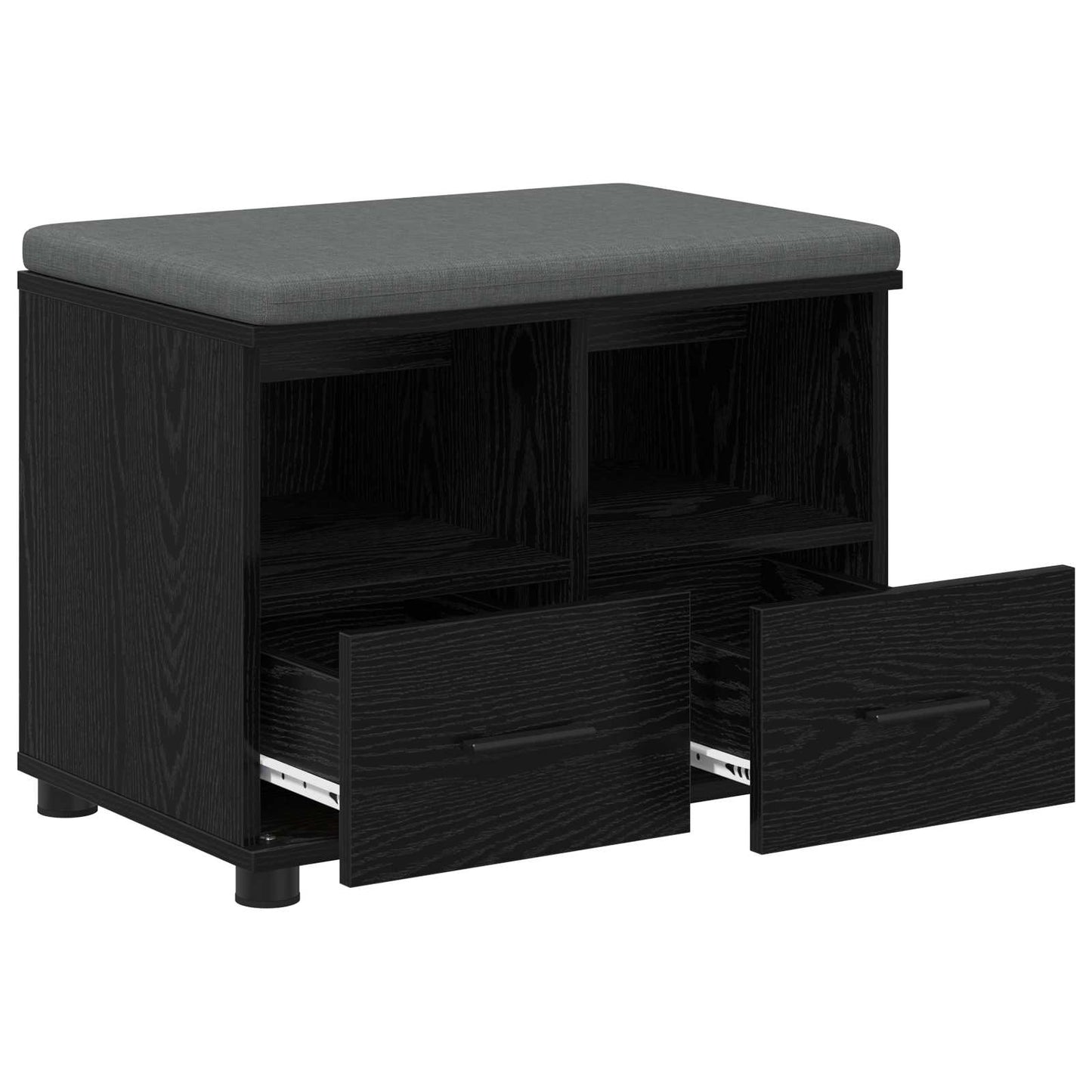 vidaXL Hall Bench Black Oak 60 x 38 x 46 cm Engineered Wood and Fabric