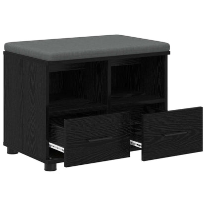 vidaXL Hall Bench Black Oak 60 x 38 x 46 cm Engineered Wood and Fabric