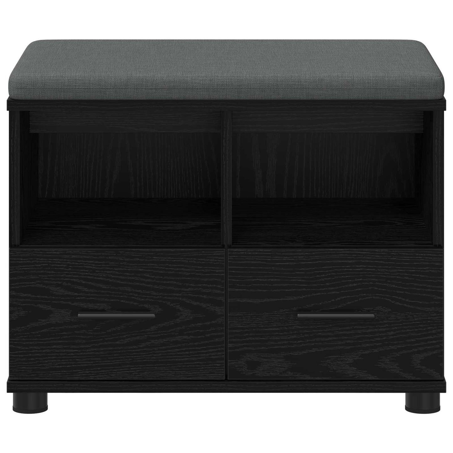 vidaXL Hall Bench Black Oak 60 x 38 x 46 cm Engineered Wood and Fabric