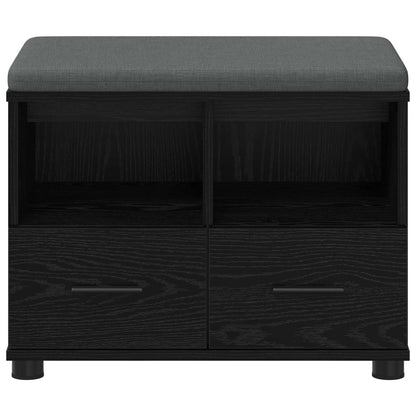 vidaXL Hall Bench Black Oak 60 x 38 x 46 cm Engineered Wood and Fabric