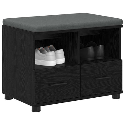 vidaXL Hall Bench Black Oak 60 x 38 x 46 cm Engineered Wood and Fabric