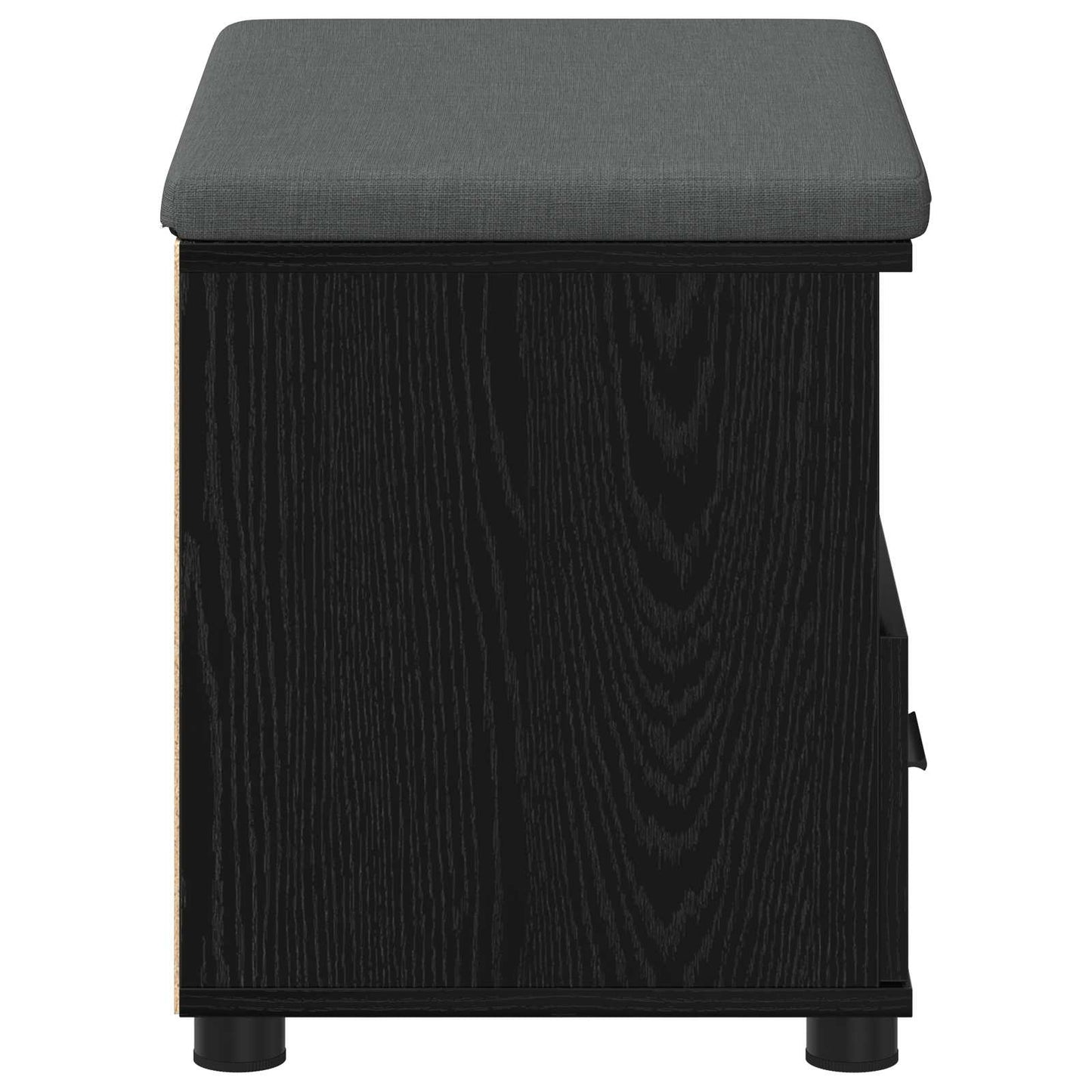 vidaXL Hall Bench Black Oak 60 x 38 x 46 cm Engineered Wood and Fabric