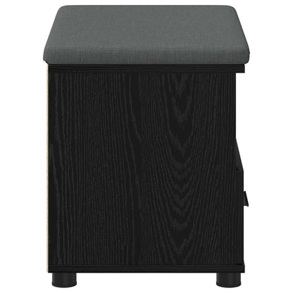 vidaXL Hall Bench Black Oak 60 x 38 x 46 cm Engineered Wood and Fabric