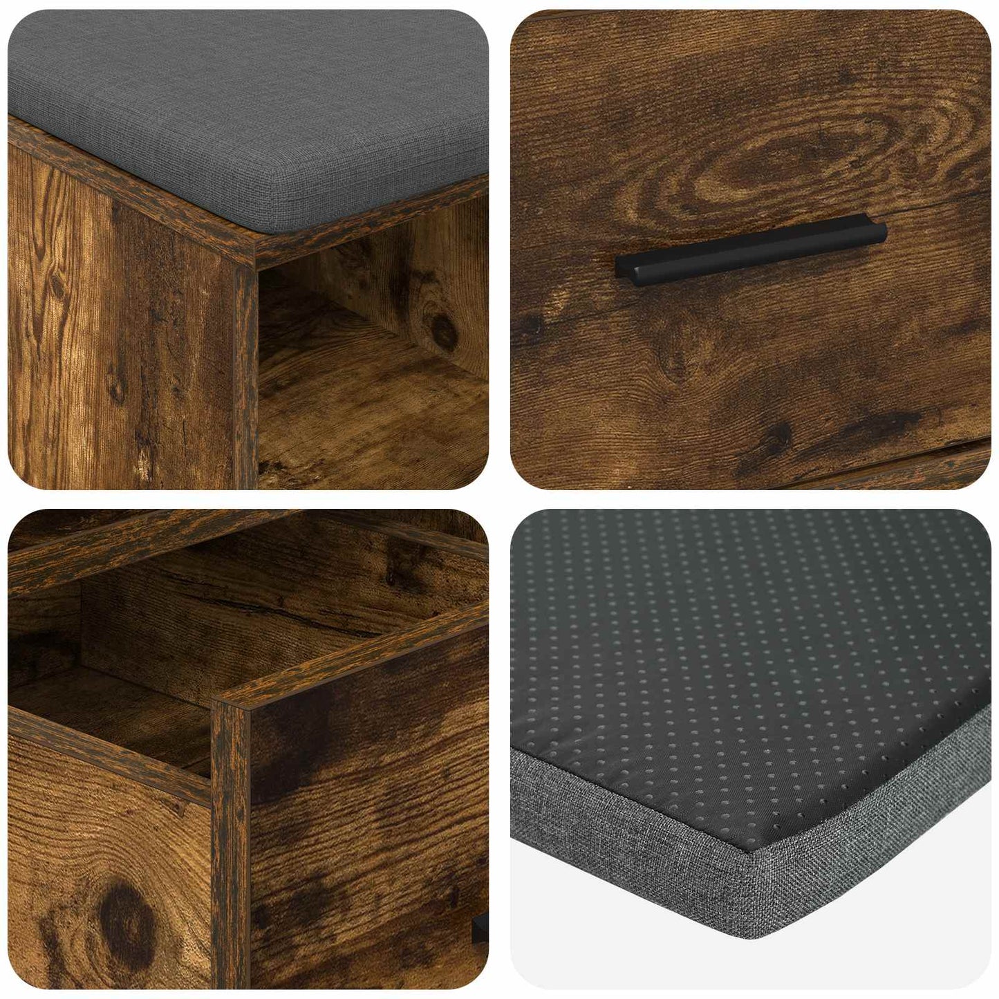 vidaXL Hall Bench Smoked Oak 60 x 38 x 46 cm