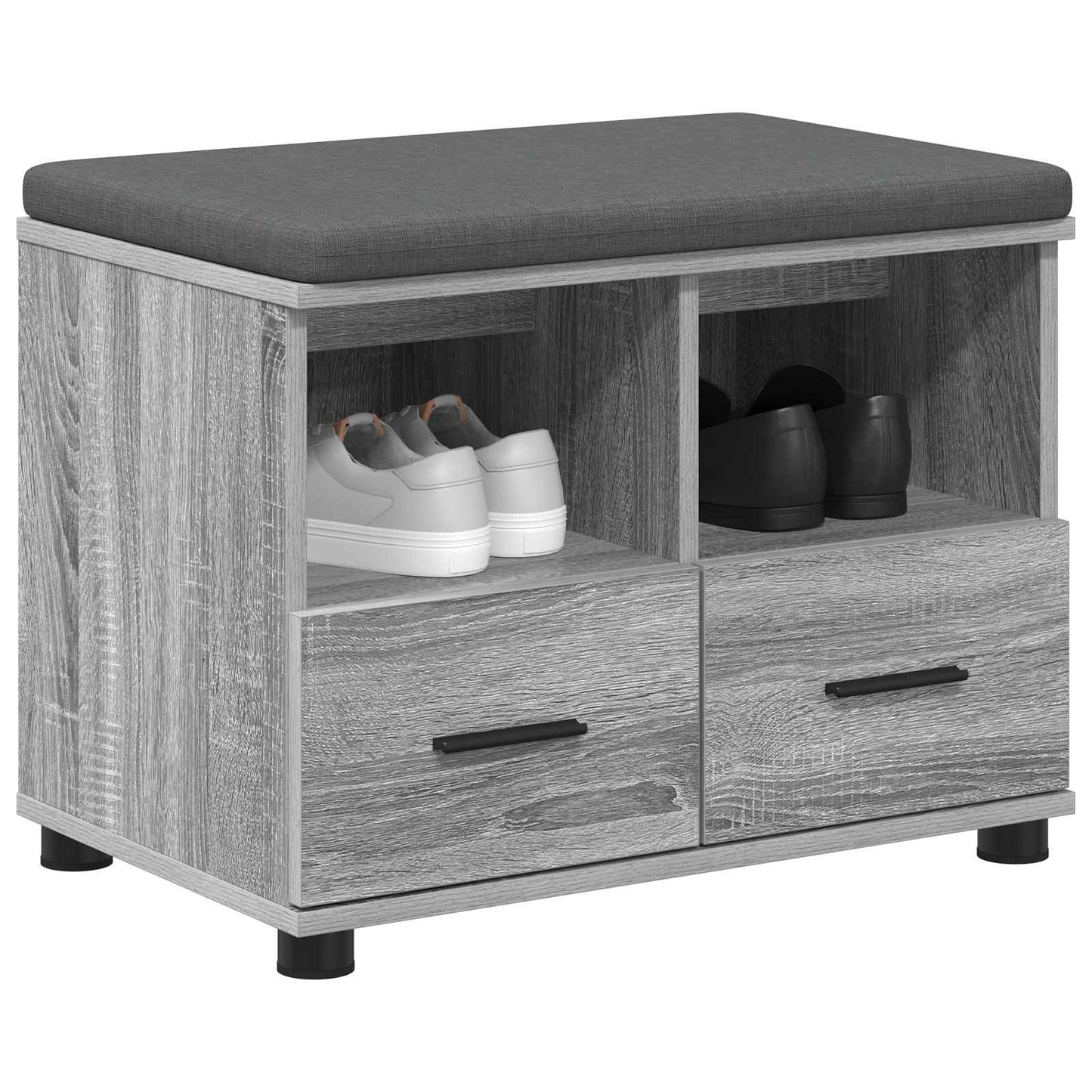 vidaXL Hall Bench with Cushion with Drawer Grey Sonoma 60 x 38 x 46 cm