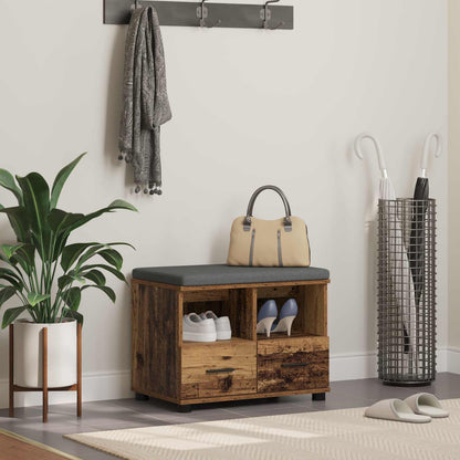 vidaXL Hall Bench Old Wood 60 x 38 x 46 cm Engineered Wood and Fabric
