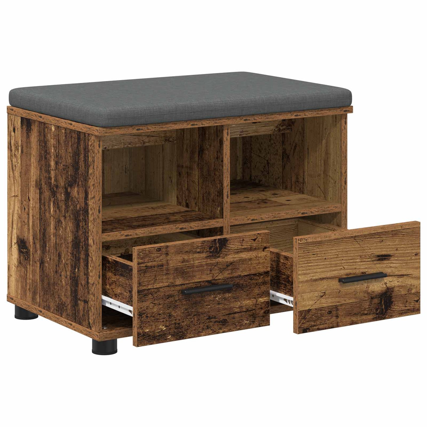 vidaXL Hall Bench Old Wood 60 x 38 x 46 cm Engineered Wood and Fabric