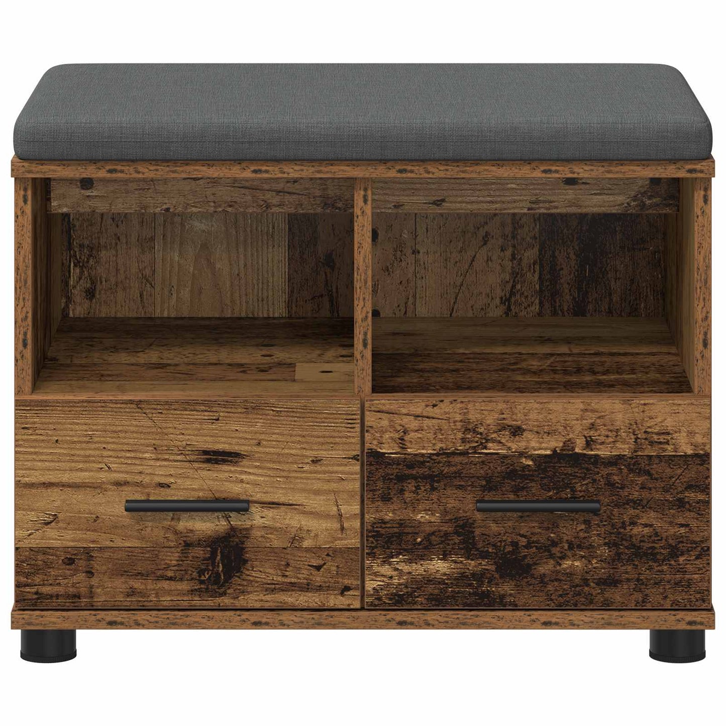 vidaXL Hall Bench Old Wood 60 x 38 x 46 cm Engineered Wood and Fabric