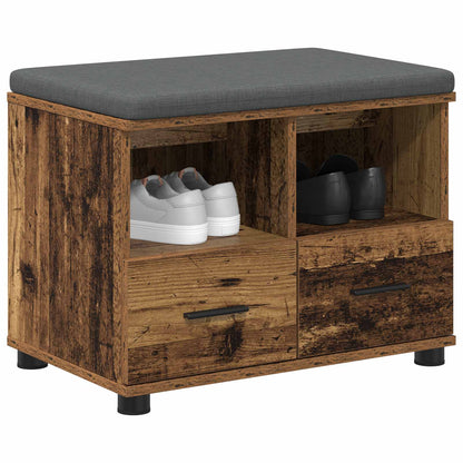 vidaXL Hall Bench Old Wood 60 x 38 x 46 cm Engineered Wood and Fabric