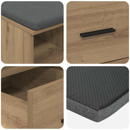 vidaXL Hall Bench Artisan Oak 60 x 38 x 46 cm