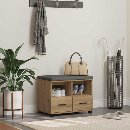 vidaXL Hall Bench Artisan Oak 60 x 38 x 46 cm