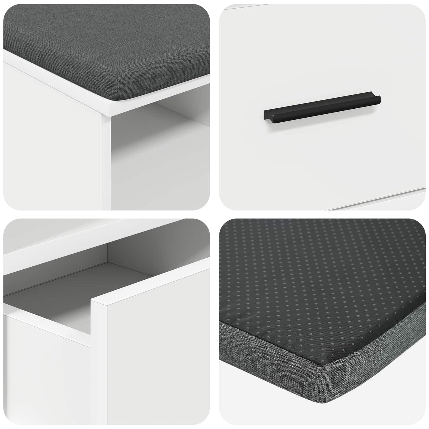 vidaXL Hall Bench White 80 x 38 x 46 cm Engineered Wood and Fabric