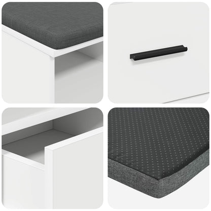 vidaXL Hall Bench White 80 x 38 x 46 cm Engineered Wood and Fabric