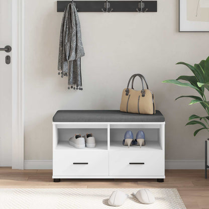 vidaXL Hall Bench White 80 x 38 x 46 cm Engineered Wood and Fabric