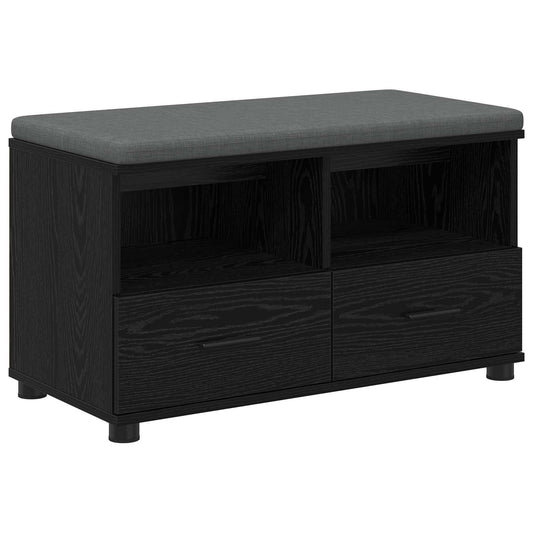 vidaXL Hall Bench Black Oak 80 x 38 x 46 cm Engineered Wood and Fabric