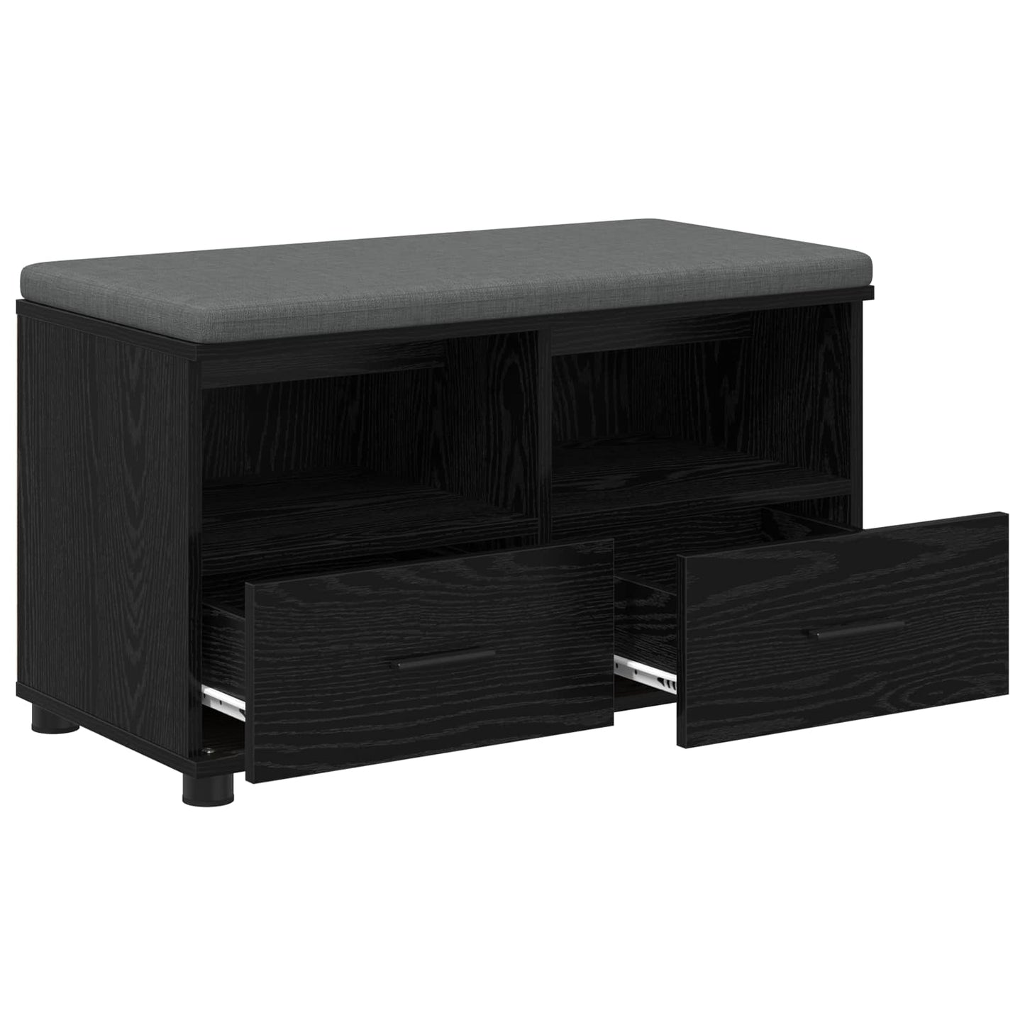 vidaXL Hall Bench Black Oak 80 x 38 x 46 cm Engineered Wood and Fabric