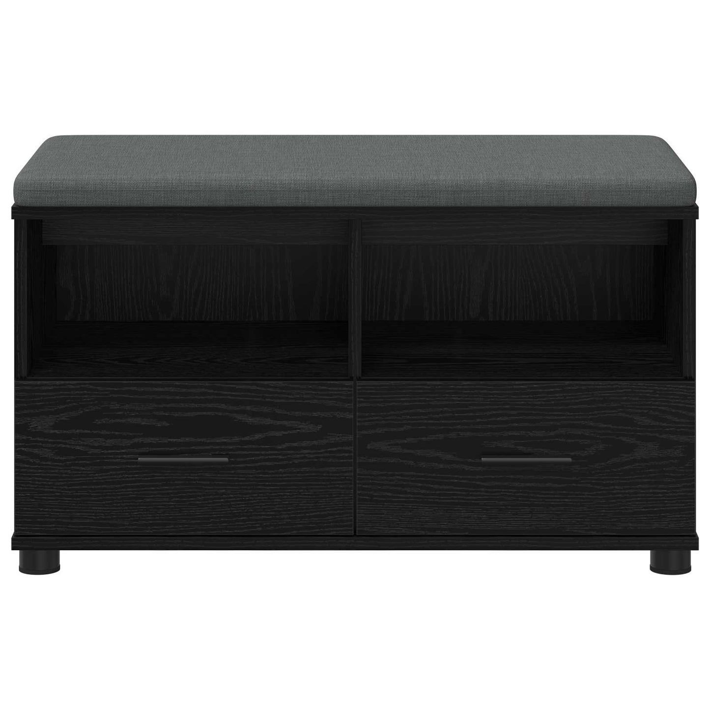 vidaXL Hall Bench Black Oak 80 x 38 x 46 cm Engineered Wood and Fabric