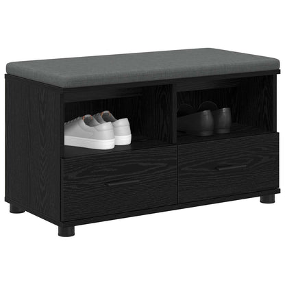 vidaXL Hall Bench Black Oak 80 x 38 x 46 cm Engineered Wood and Fabric